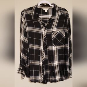 Plaid Black and White Women's Top
